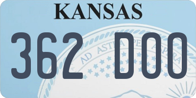 KS license plate 362DOO