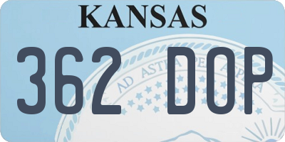 KS license plate 362DOP
