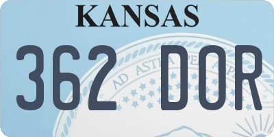 KS license plate 362DOR