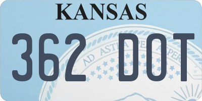 KS license plate 362DOT