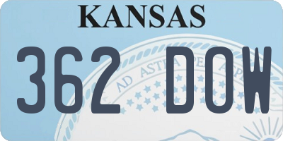 KS license plate 362DOW