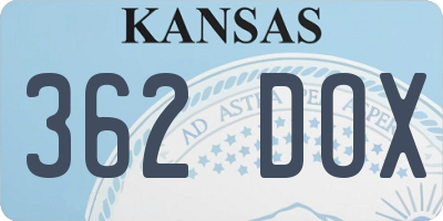 KS license plate 362DOX