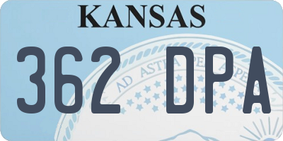 KS license plate 362DPA