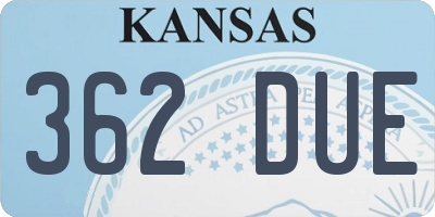 KS license plate 362DUE