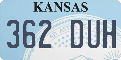 KS license plate 362DUH