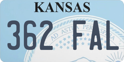 KS license plate 362FAL