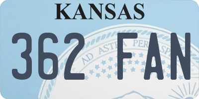 KS license plate 362FAN