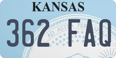 KS license plate 362FAQ
