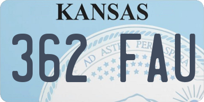 KS license plate 362FAU