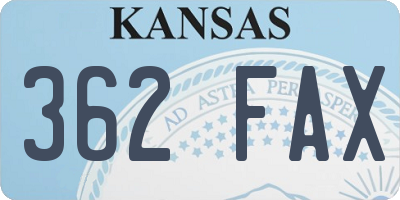 KS license plate 362FAX
