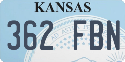 KS license plate 362FBN