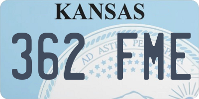 KS license plate 362FME