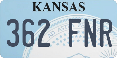 KS license plate 362FNR