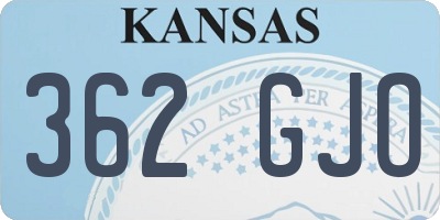 KS license plate 362GJO