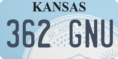 KS license plate 362GNU