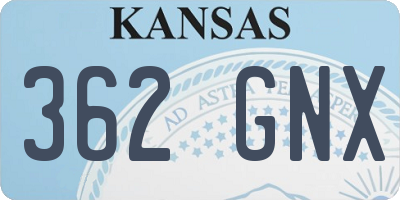 KS license plate 362GNX