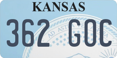 KS license plate 362GOC