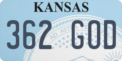 KS license plate 362GOD