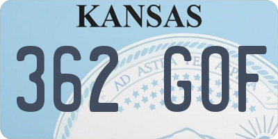 KS license plate 362GOF