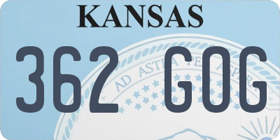 KS license plate 362GOG