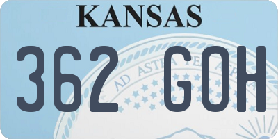 KS license plate 362GOH