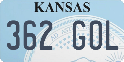 KS license plate 362GOL
