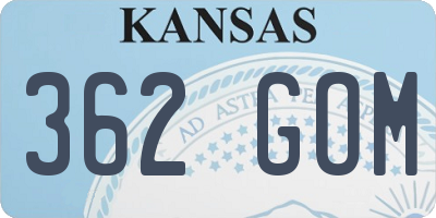 KS license plate 362GOM