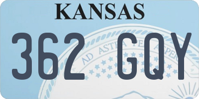 KS license plate 362GQY