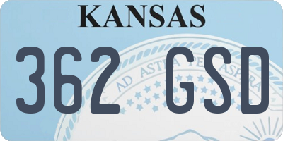 KS license plate 362GSD