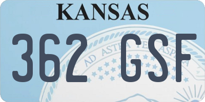 KS license plate 362GSF