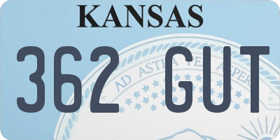 KS license plate 362GUT