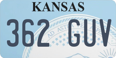 KS license plate 362GUV