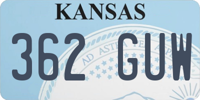 KS license plate 362GUW