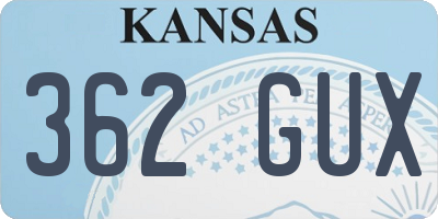 KS license plate 362GUX