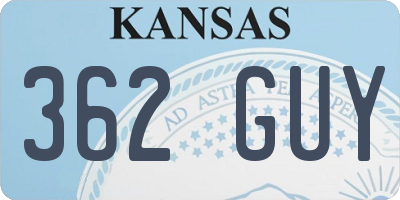 KS license plate 362GUY