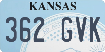KS license plate 362GVK