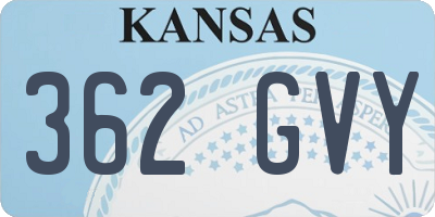 KS license plate 362GVY