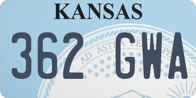 KS license plate 362GWA