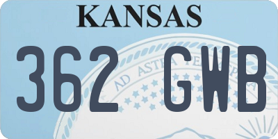 KS license plate 362GWB