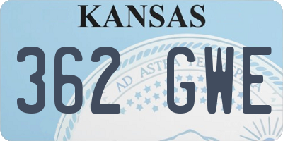 KS license plate 362GWE