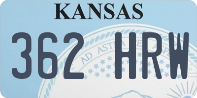 KS license plate 362HRW
