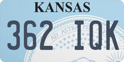 KS license plate 362IQK