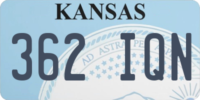 KS license plate 362IQN