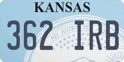 KS license plate 362IRB