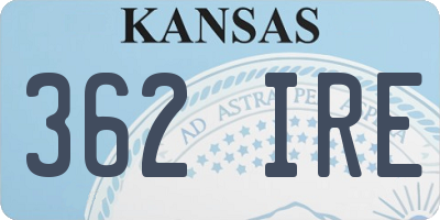 KS license plate 362IRE