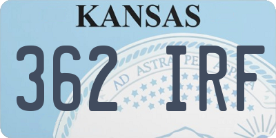 KS license plate 362IRF