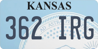 KS license plate 362IRG