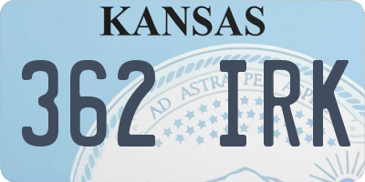 KS license plate 362IRK