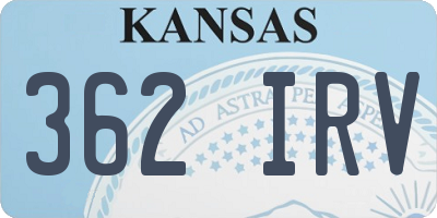 KS license plate 362IRV
