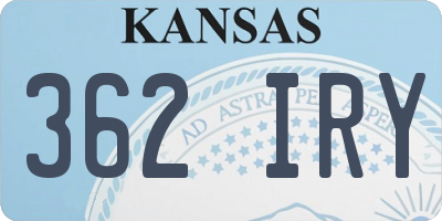KS license plate 362IRY